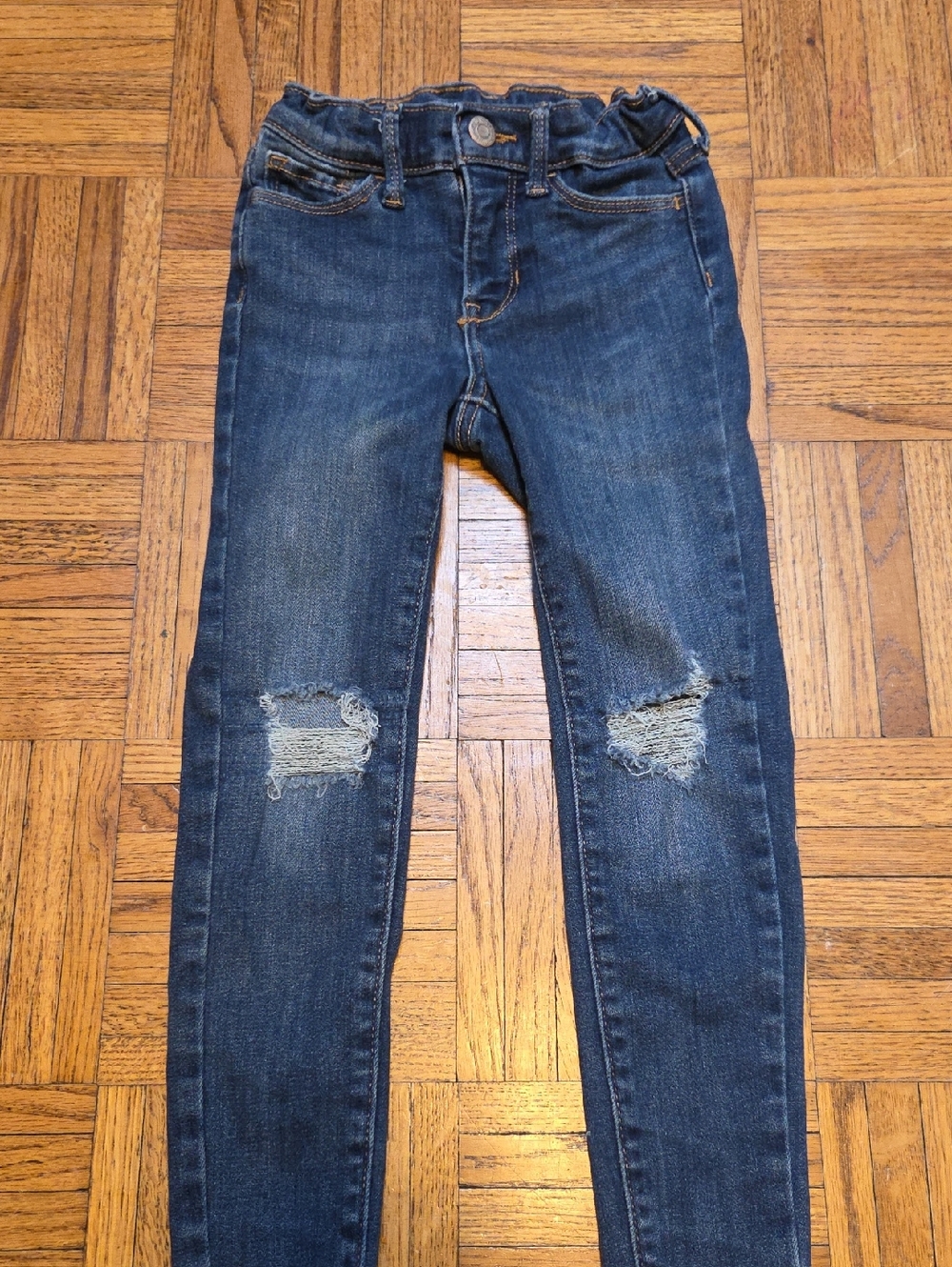 Girls Size 6 Old Navy Dark Blue Ripped Skinny Jeans